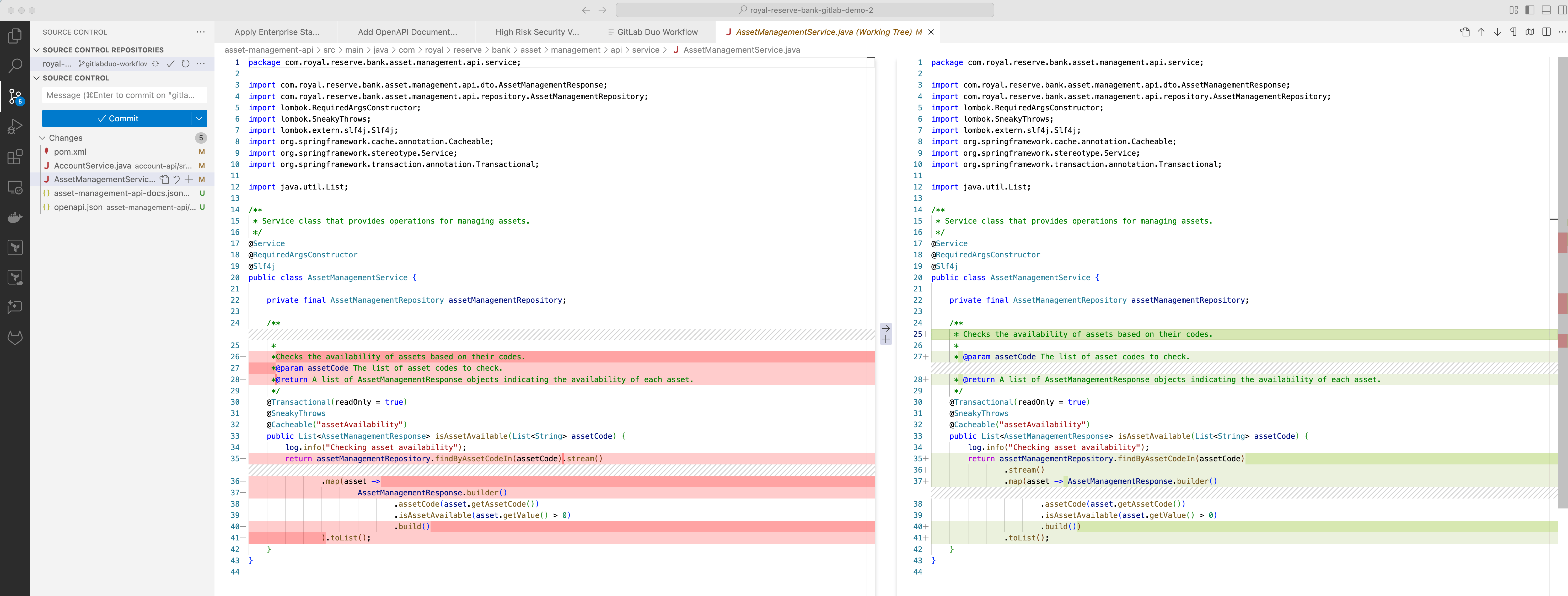 Updated code snippet with consistent formatting after style guide transformation by Duo Workflow
